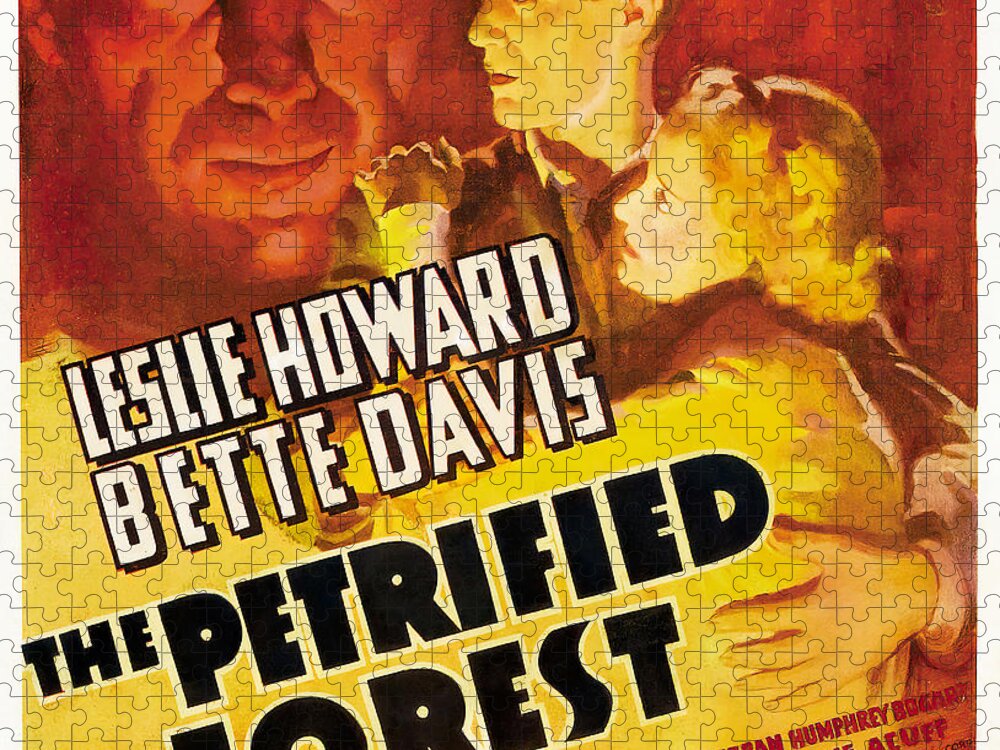 Petrified Jigsaw Puzzle featuring the mixed media ''The Petrified Forest'', with Leslie Howard and Bette Davis, 1936 by Movie World Posters