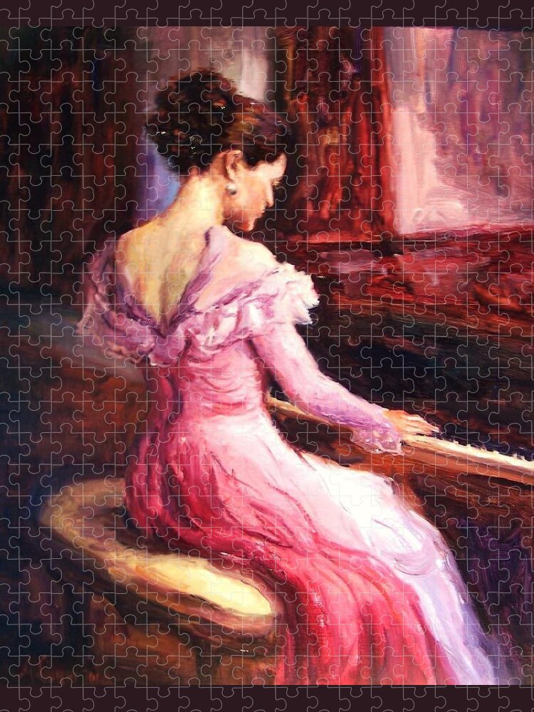 Impressionism Jigsaw Puzzle featuring the painting The Pianist by Ashlee Trcka
