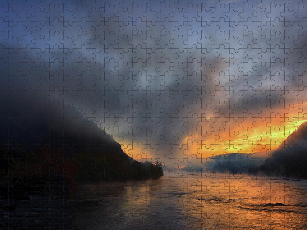 The Point Harpers Ferry At Sunrise Jigsaw Puzzle featuring the photograph The Point Harpers Ferry at Sunrise by Raymond Salani III