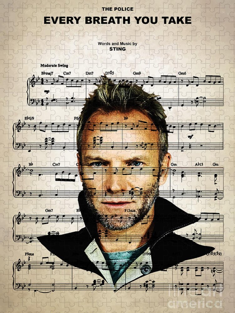 Musician Jigsaw Puzzle featuring the digital art The Police - Every Breath You Take by Bo Kev