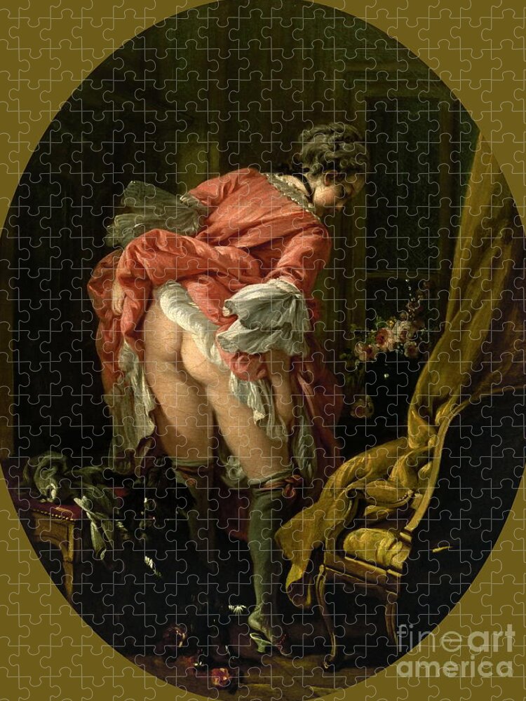 The Raised Skirt Jigsaw Puzzle featuring the painting The Raised Skirt by Francois Boucher