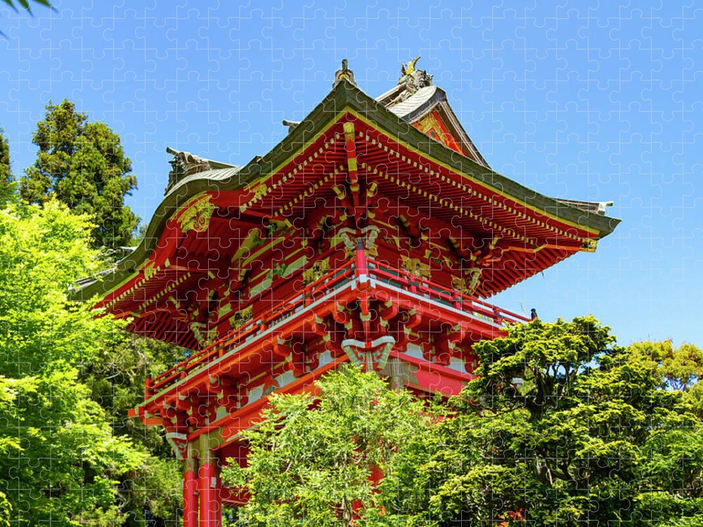 Pagoda Jigsaw Puzzle featuring the photograph The Red Pagoda by Bonnie Follett