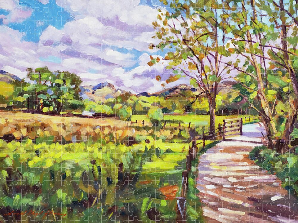 Pastoral Landscape Jigsaw Puzzle featuring the painting The Ride Home by David Lloyd Glover