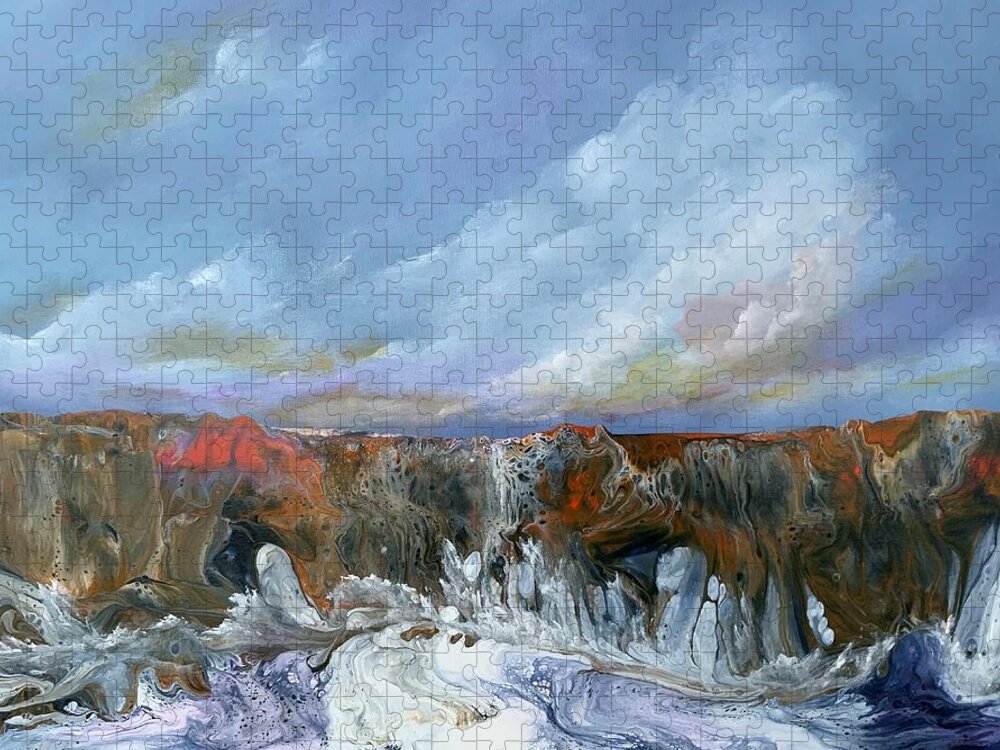Landscape Jigsaw Puzzle featuring the painting The Rock by Soraya Silvestri