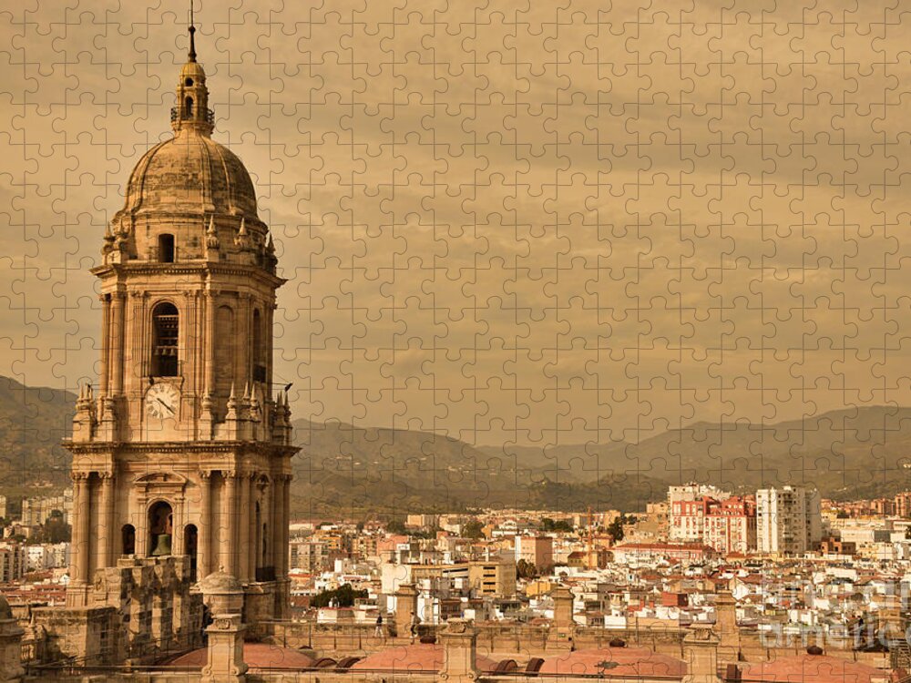 Malaga Jigsaw Puzzle featuring the photograph The rooftops of Malaga 2 by Yavor Mihaylov