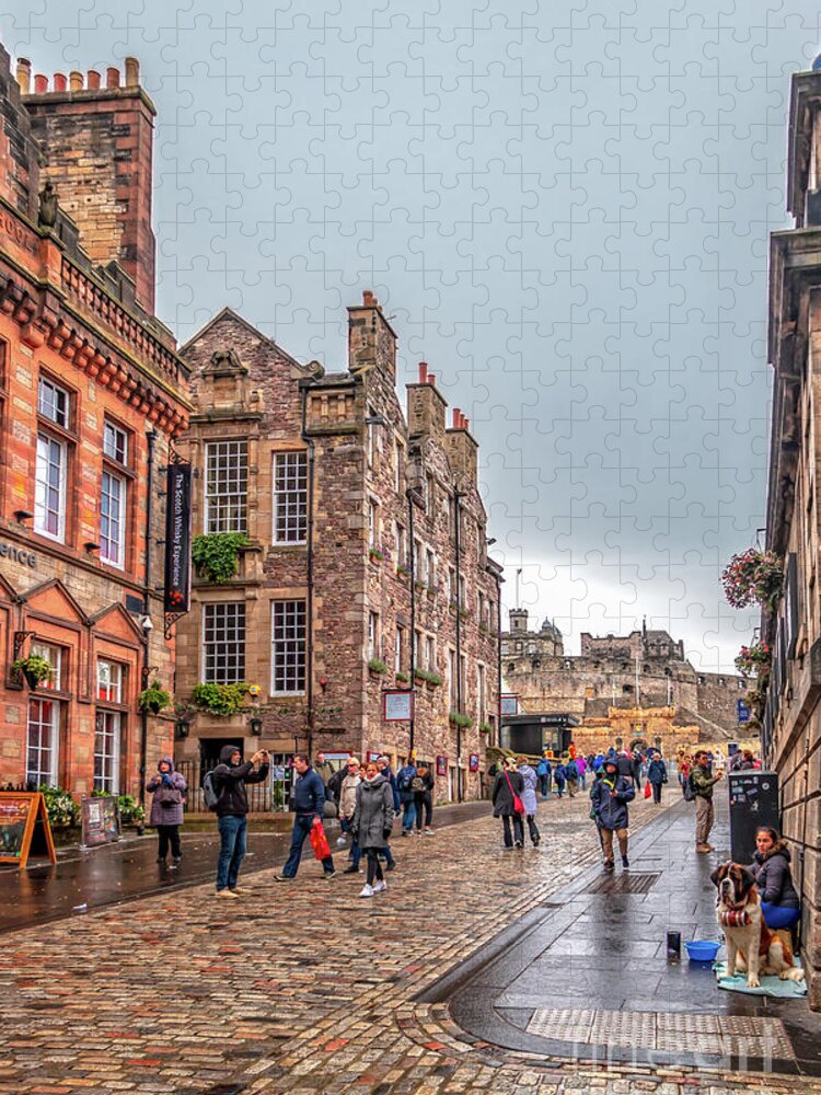 Edinburgh Jigsaw Puzzle featuring the photograph The Royal Mile Towards Edinburgh Castle by Elizabeth Dow