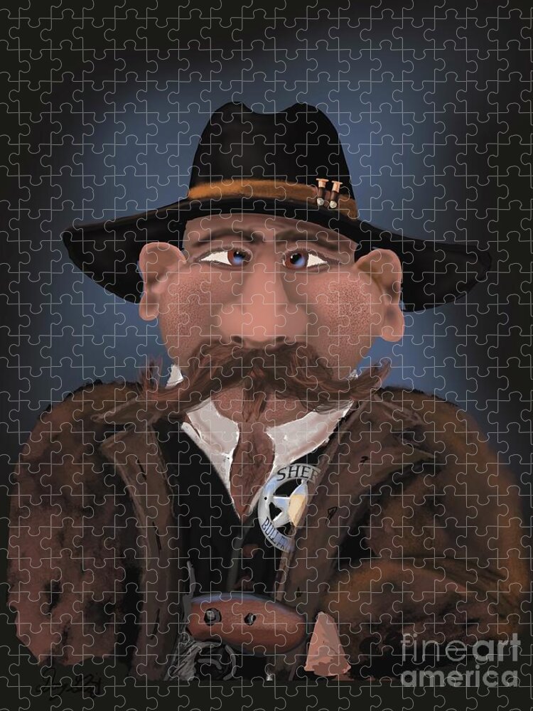 Sheriff Jigsaw Puzzle featuring the digital art The Sheriff by Doug Gist
