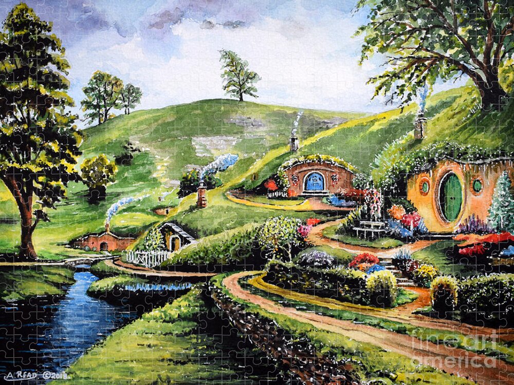 The Shire Jigsaw Puzzle featuring the painting The Shire by Andrew Read