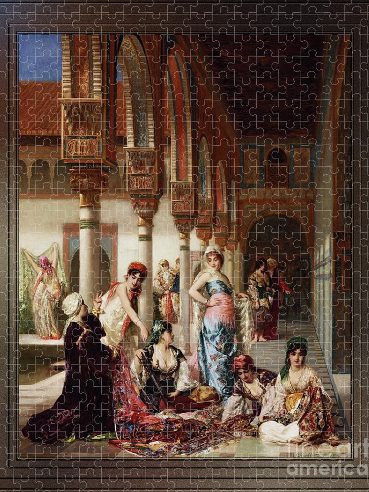 Silk Market Jigsaw Puzzle featuring the painting The Silk Market by Edouard Frederic Wilhelm Richter by Rolando Burbon