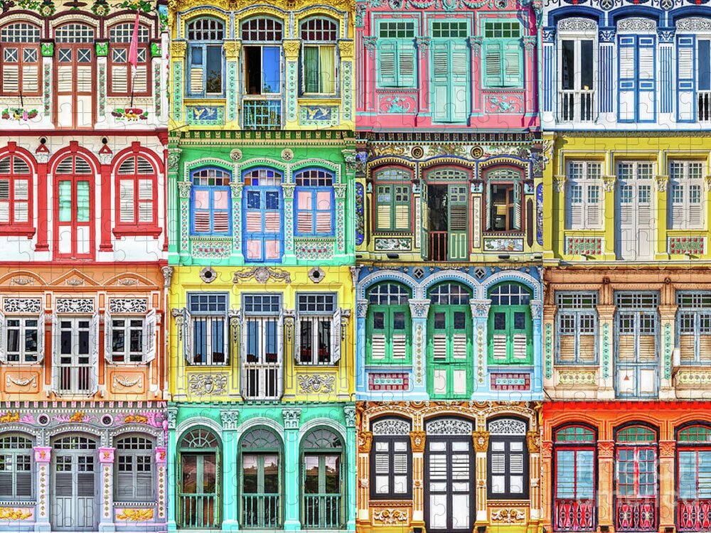 Singapore Jigsaw Puzzle featuring the photograph The Singapore Shophouse 8 by John Seaton Callahan