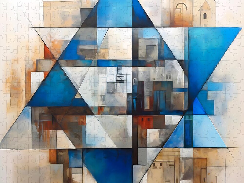 The Star Of David Jigsaw Puzzle featuring the painting The Star of David by Mark Ashkenazi