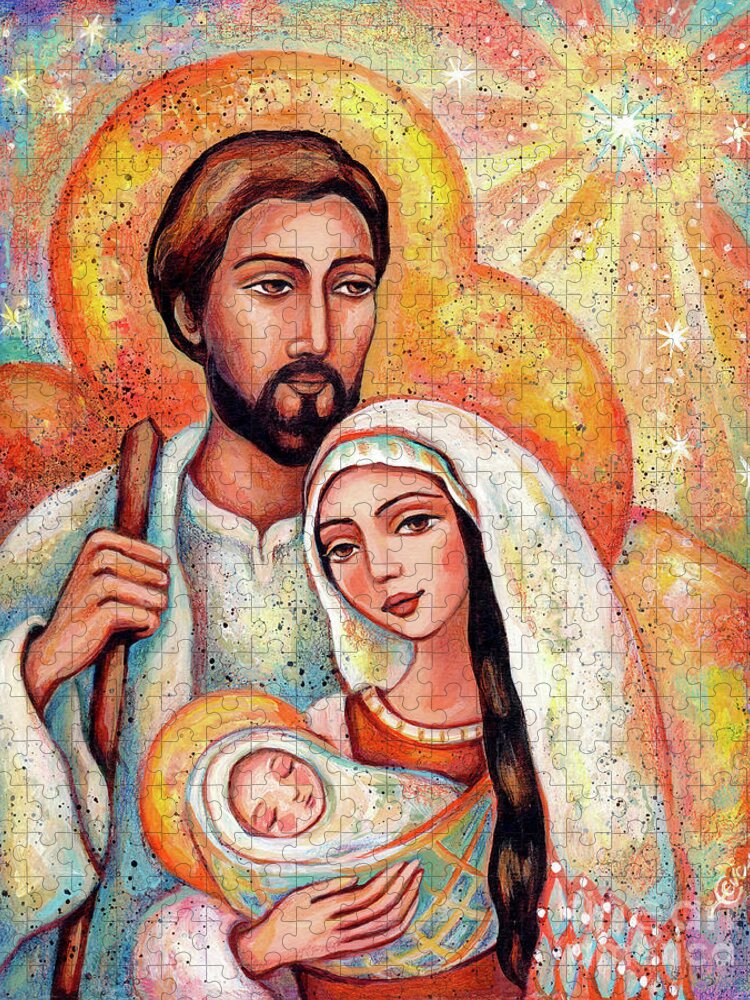 Holy Family Jigsaw Puzzle featuring the painting The Star of Wonder by Eva Campbell