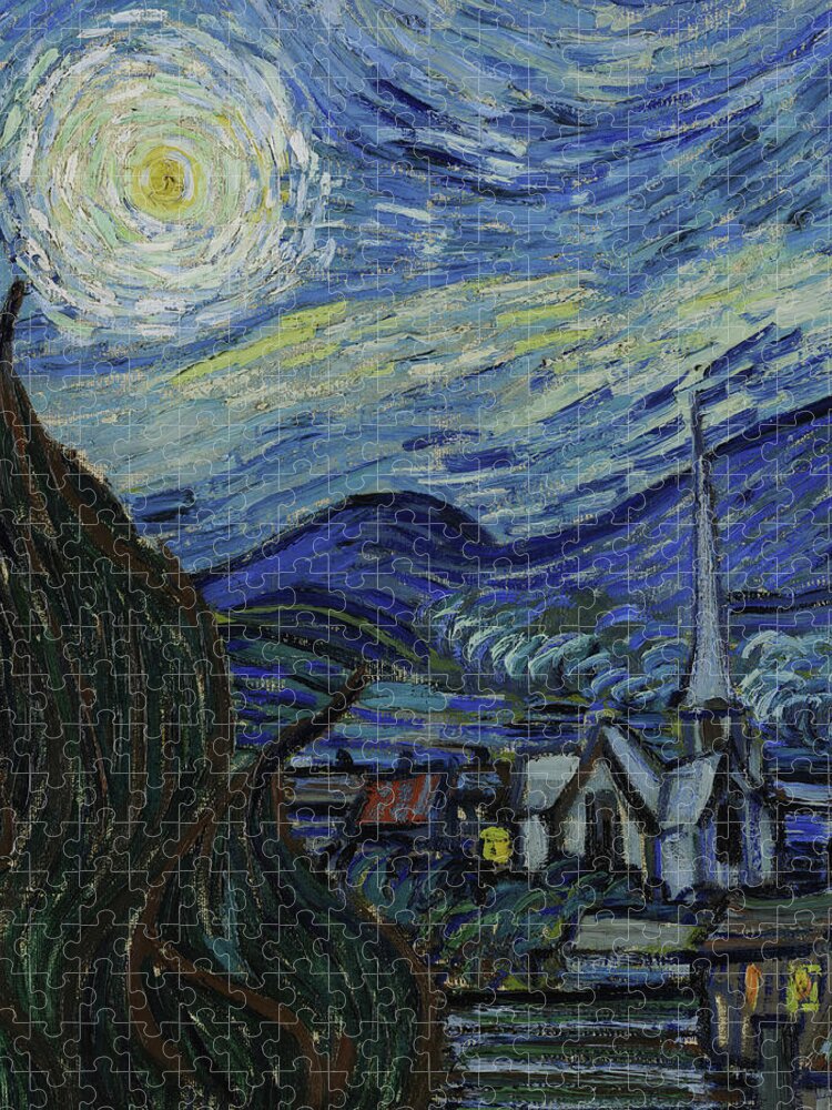 The Starry Night, Detail No.4 Jigsaw Puzzle by Vincent van Gogh - Fine Art  America
