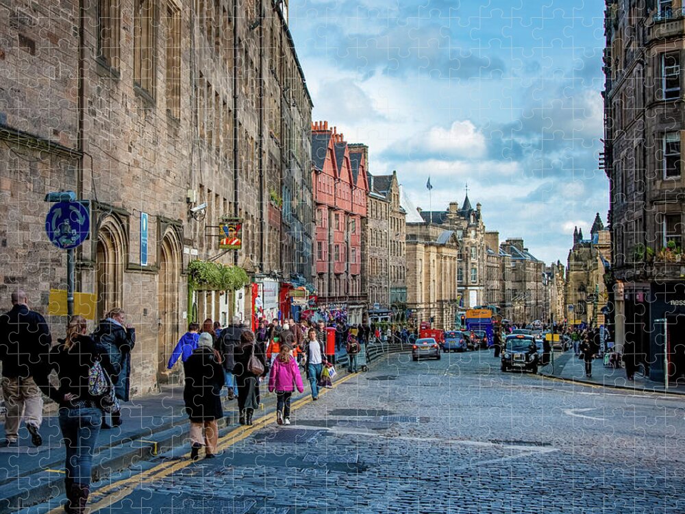 Edinburgh Jigsaw Puzzle featuring the digital art The Streets of Edinburgh by SnapHappy Photos