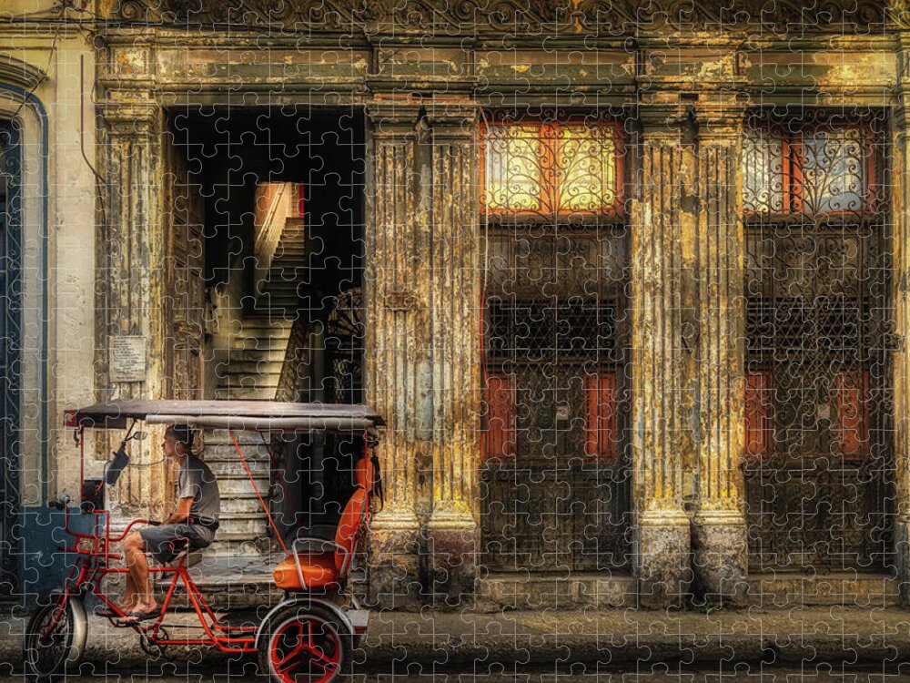 Bici-taxi Jigsaw Puzzle featuring the photograph The taxi is waiting downstairs by Micah Offman