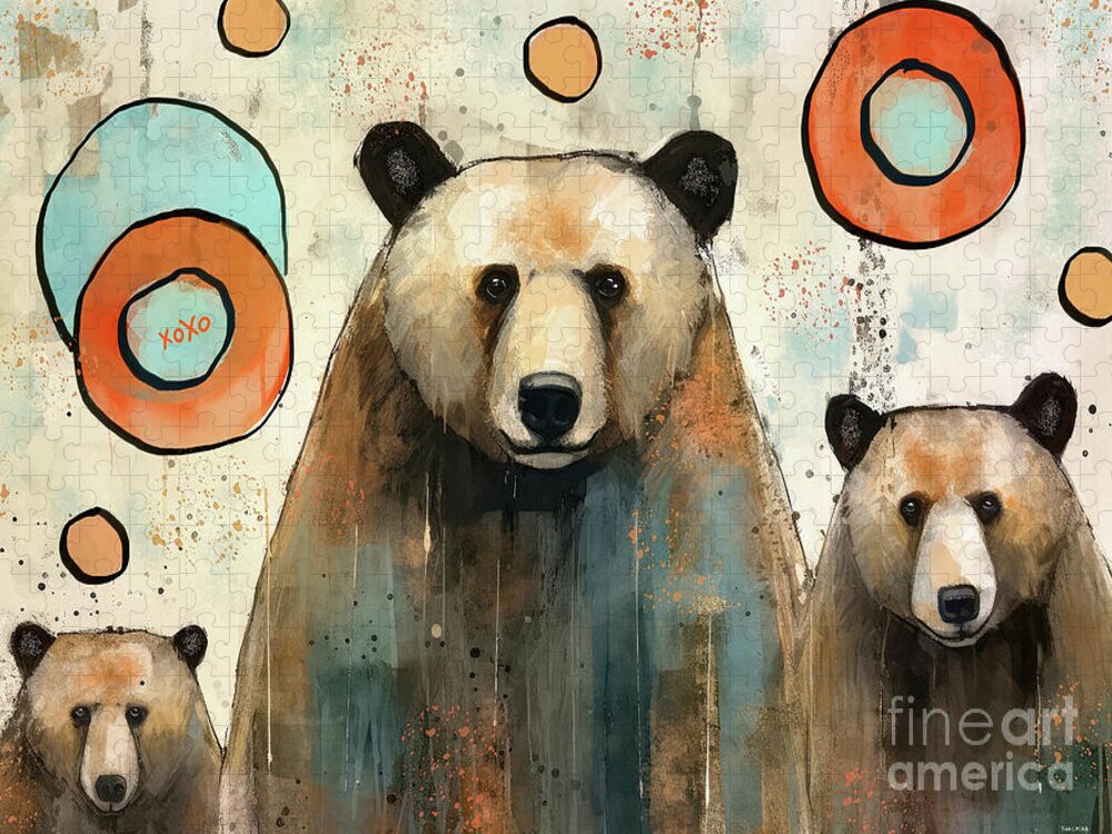 Brown Bears Jigsaw Puzzle featuring the painting The Three Bears by Tina LeCour