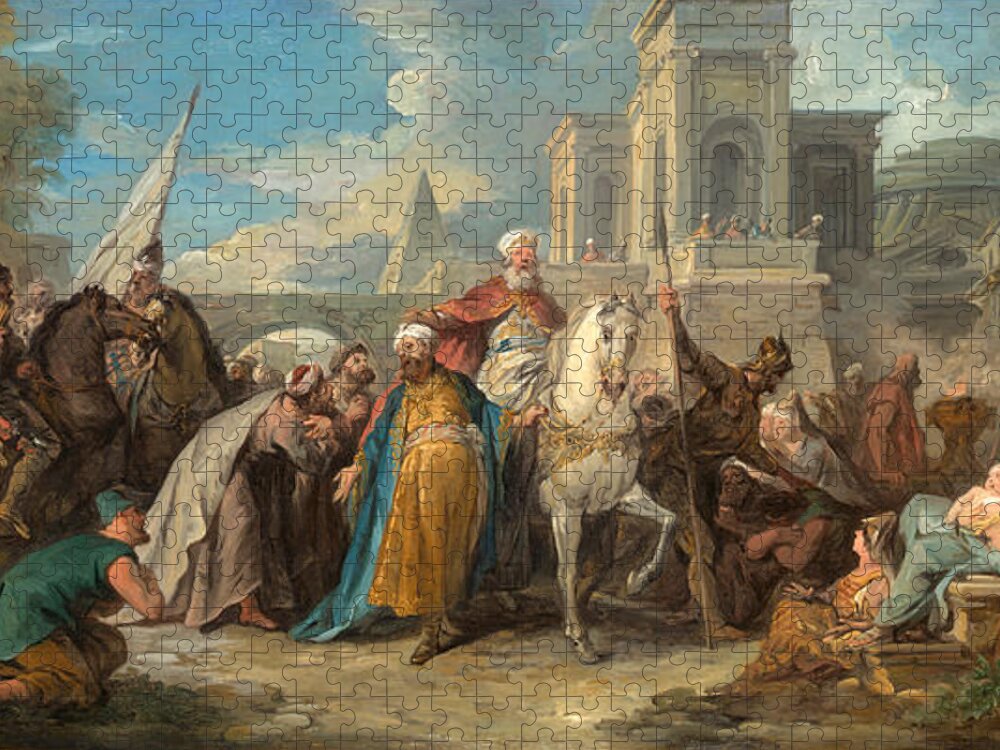 Jean-francois Detroy Jigsaw Puzzle featuring the painting The Triumph of Mordecai by Jean-Francois Detroy