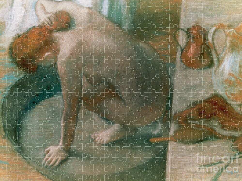 19th Jigsaw Puzzle featuring the painting The Tub by Edgar Degas