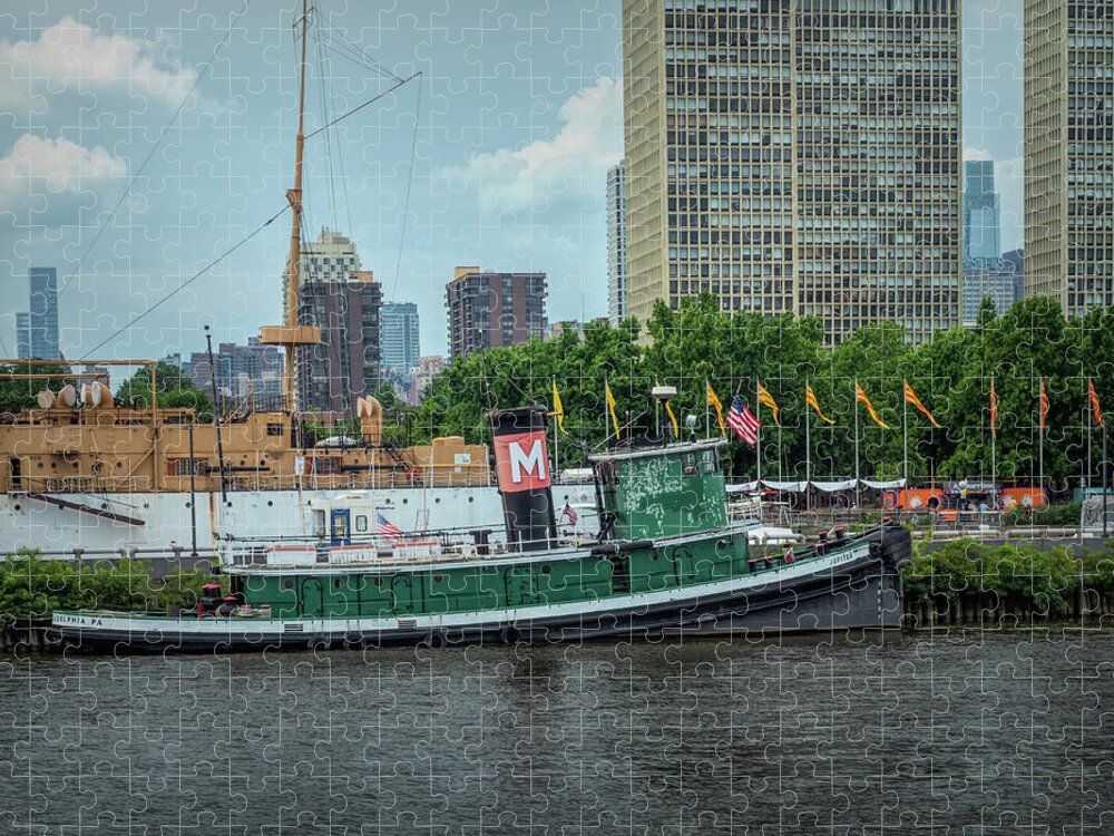 Philadelphia Jigsaw Puzzle featuring the photograph The Tugboat Jupiter at Penns Landing by Kristia Adams