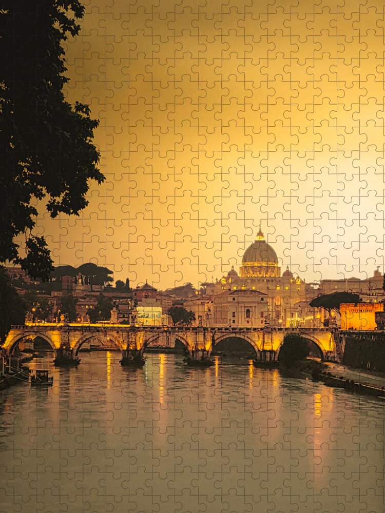 Sunset Jigsaw Puzzle featuring the photograph The Vatican at Sunset by Robert Bellomy