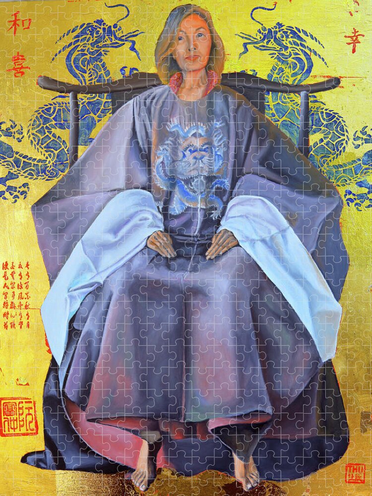 Vietnam History Jigsaw Puzzle featuring the painting The Vietnamese Empress by Thu Nguyen