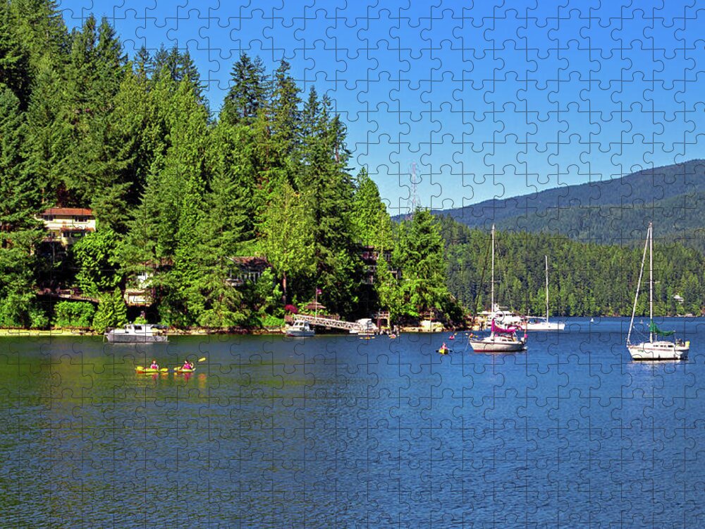 Alex Lyubar Jigsaw Puzzle featuring the photograph The village on the slope of Deep Cove by Alex Lyubar