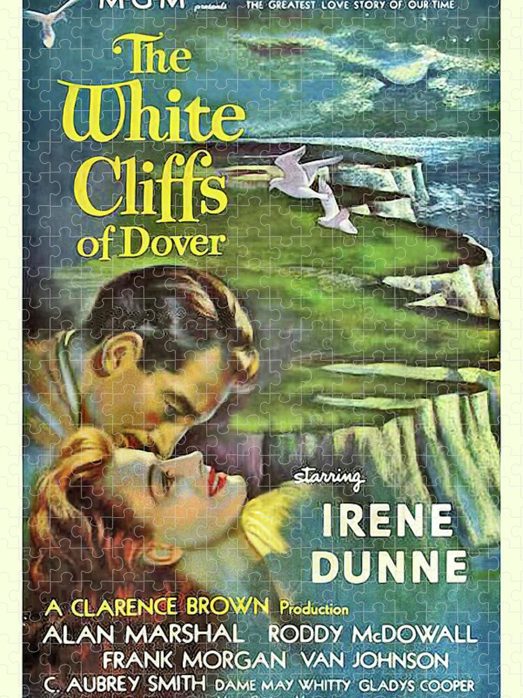 White Jigsaw Puzzle featuring the mixed media ''The White Cliffs of Dover'' - 1944 by Movie World Posters