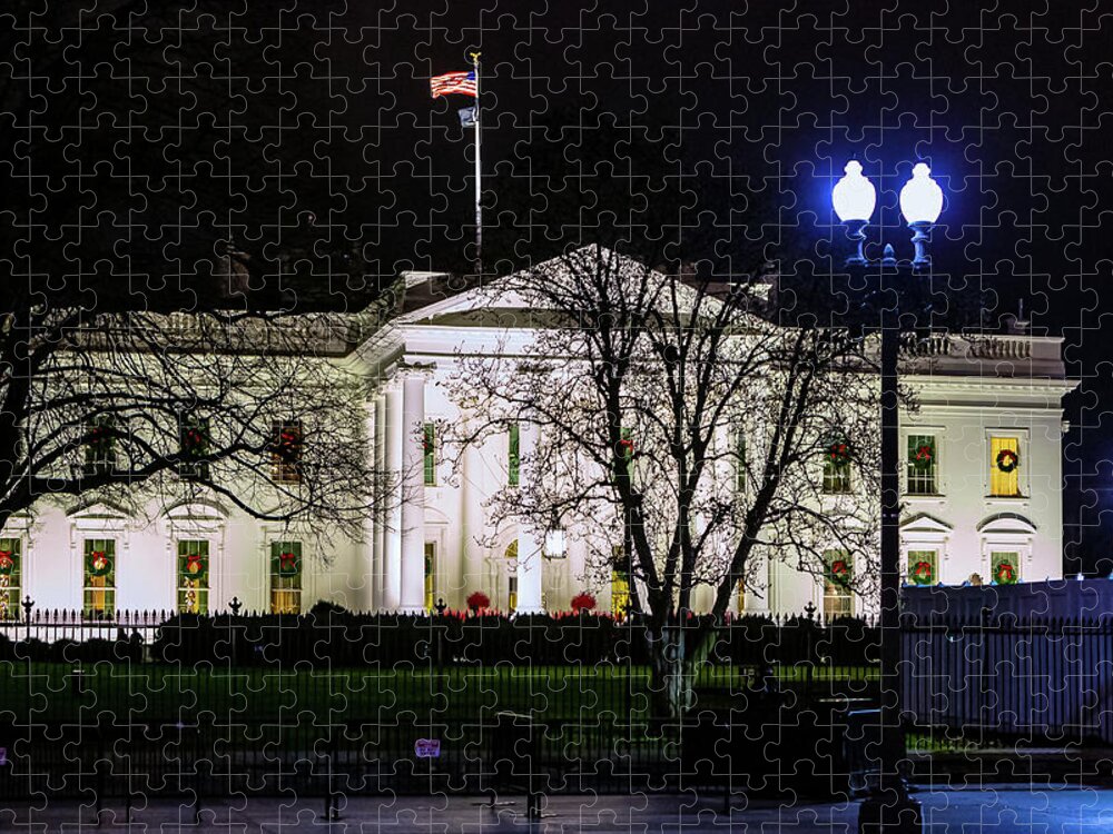 The White House Jigsaw Puzzle featuring the digital art The White House by SnapHappy Photos