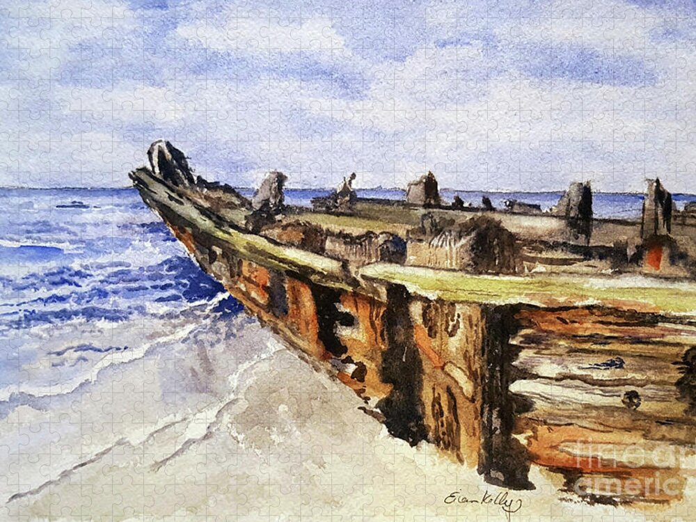 Wrecks Jigsaw Puzzle featuring the painting The Wrecks at Reeves by Eileen Kelly