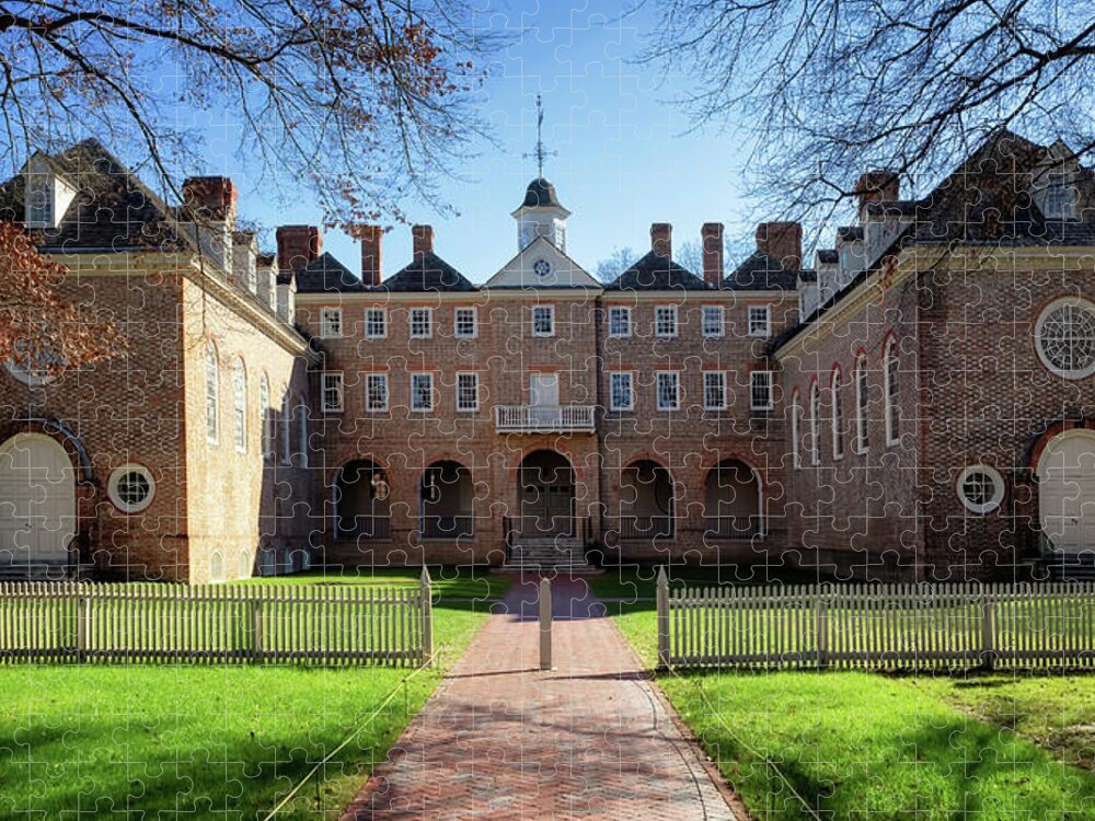 Wren Building Jigsaw Puzzle featuring the photograph The Wren Building Courtyard - Williamsburg, Virginia by Susan Rissi Tregoning