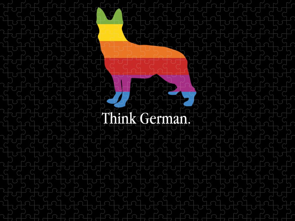Think German Jigsaw Puzzle featuring the digital art Think German Shepherd LGBT Rainbow Flag Gay Pride by Jacob Zelazny