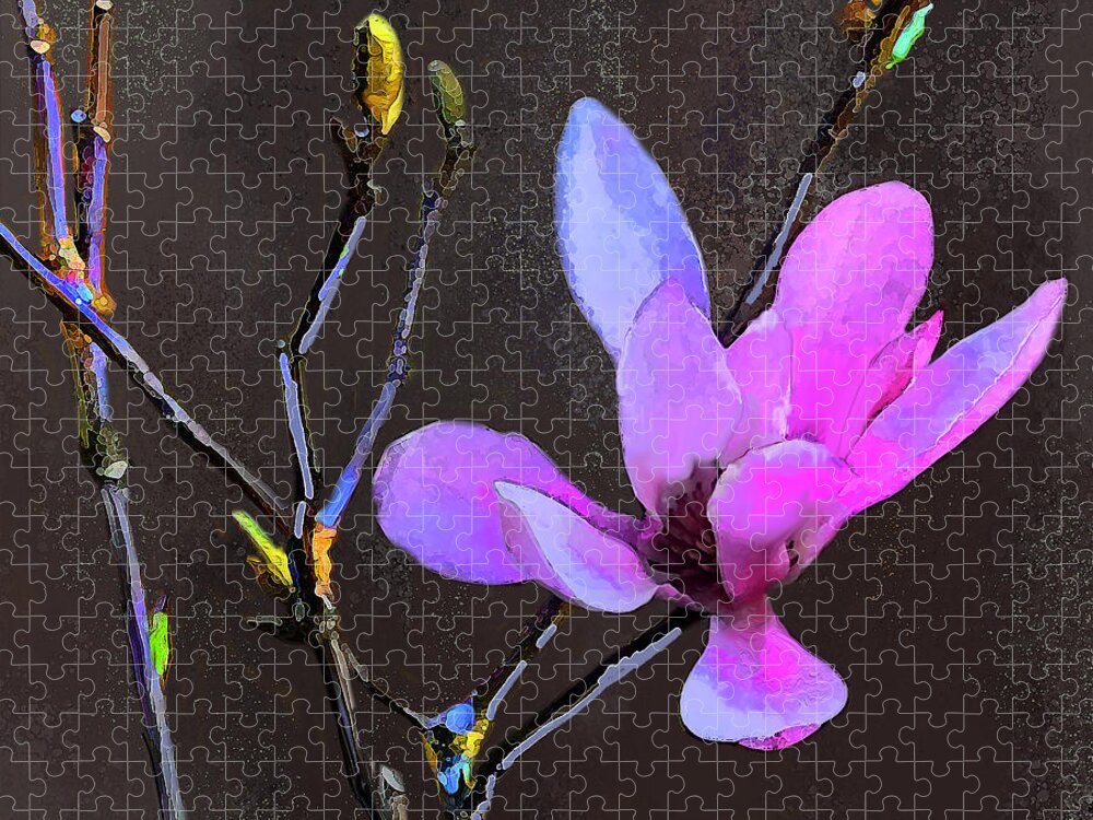 Floral Jigsaw Puzzle featuring the digital art Think Pink by Gina Harrison