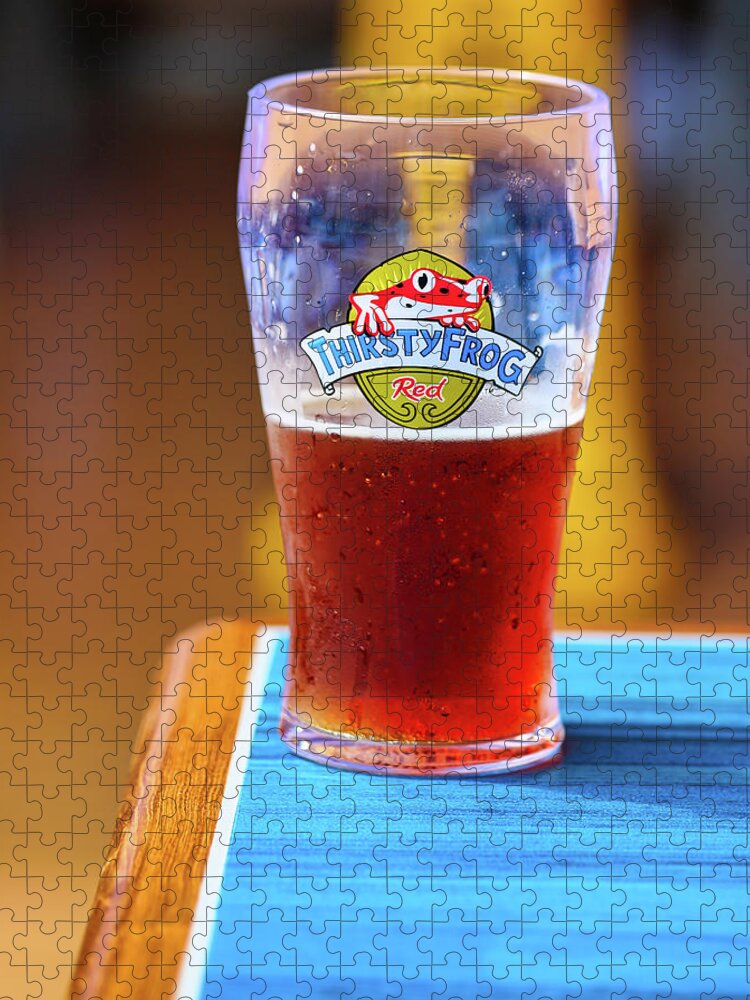 Beer Jigsaw Puzzle featuring the photograph Thirsty Frog Red Beer by Scott Burd