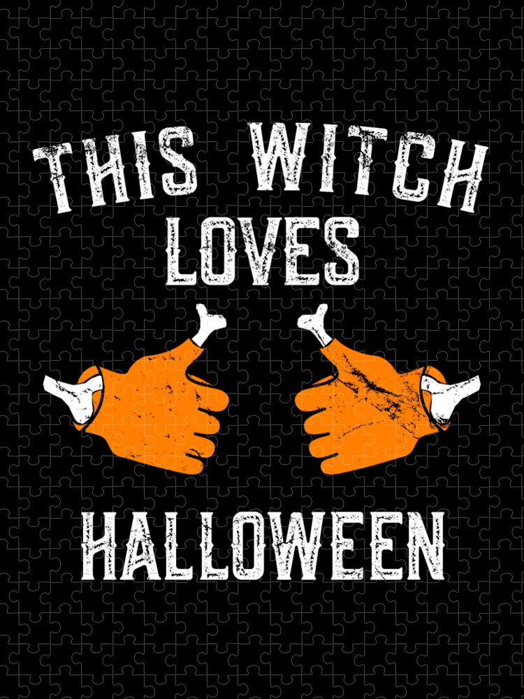 Funny Jigsaw Puzzle featuring the digital art This Witch Loves Halloween by Flippin Sweet Gear