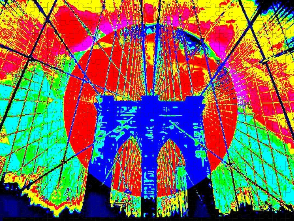 Bridge Jigsaw Puzzle featuring the digital art Thomas' Brooklyn Bridge by VIVA by VIVA Anderson
