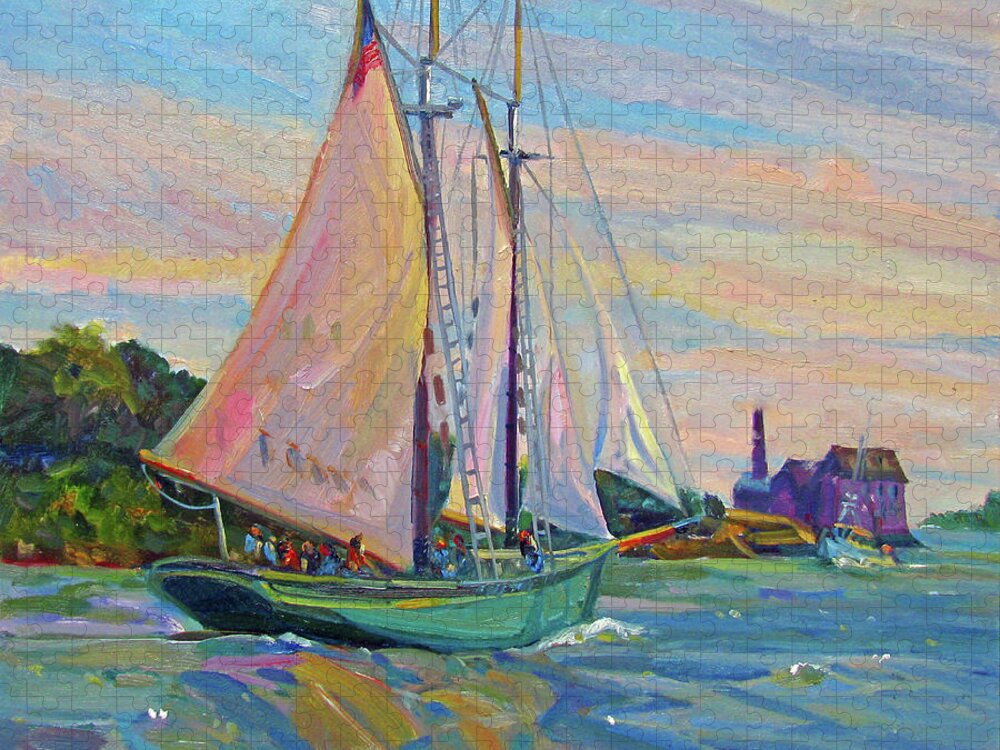 Sailboat Jigsaw Puzzle featuring the painting Thomas E. Lannon, Gloucester by John McCormick