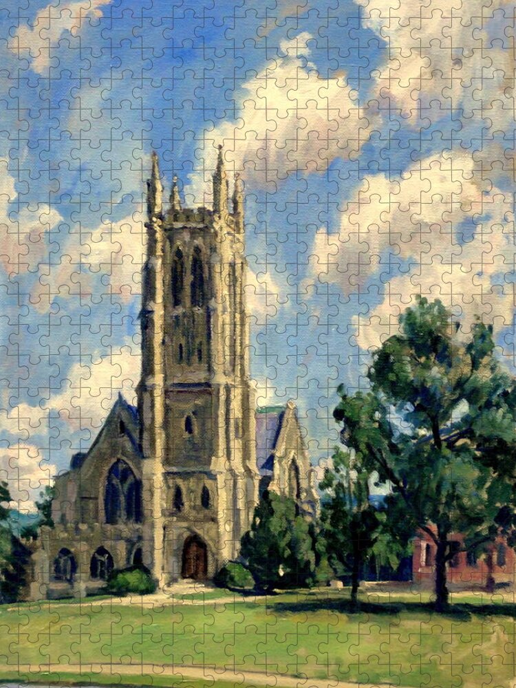 Oil Jigsaw Puzzle featuring the painting Thompson Chapel Williams College/Berkshires Landscape Painting by Thor Wickstrom