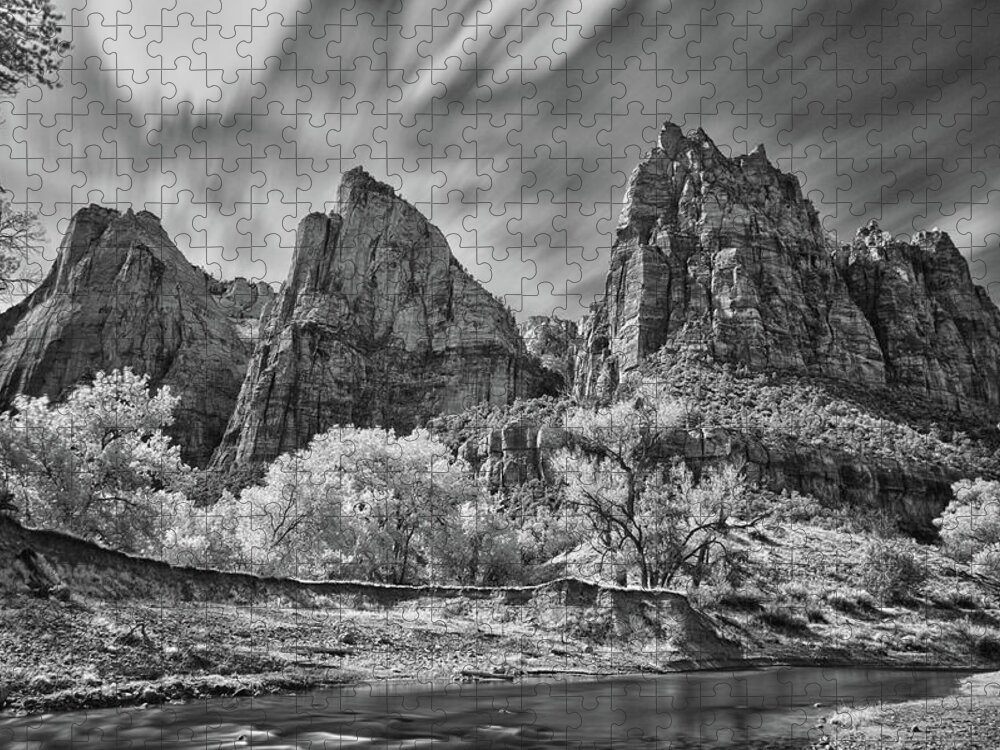 Patriarchs Jigsaw Puzzle featuring the photograph Three Patriarchs, Zion by Bryan Rierson