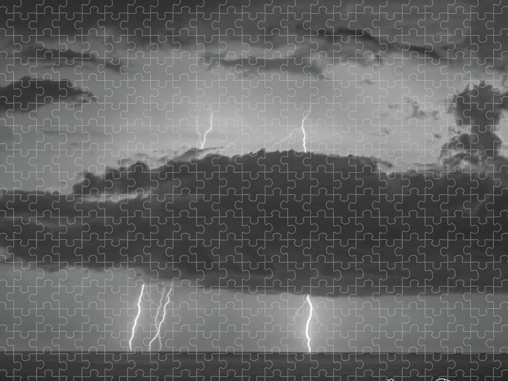 Lightning Jigsaw Puzzle featuring the photograph Three strikes by Jamie Tyler