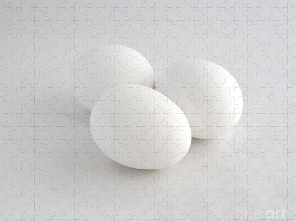 Eggs Jigsaw Puzzle featuring the photograph Three White Eggs by Kae Cheatham