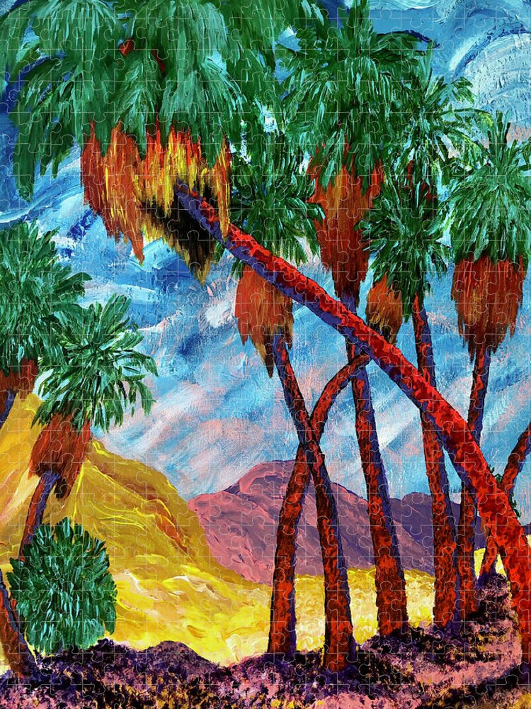 Palm Springs Jigsaw Puzzle featuring the painting Thriving in the heat. Palm Springs, California. by ArtStudio Mateo