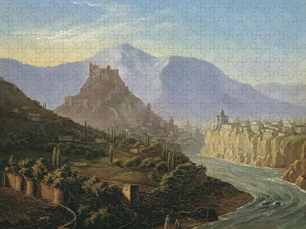 1837 Jigsaw Puzzle featuring the painting Tiflis 1837 by Mikhail Lermontov