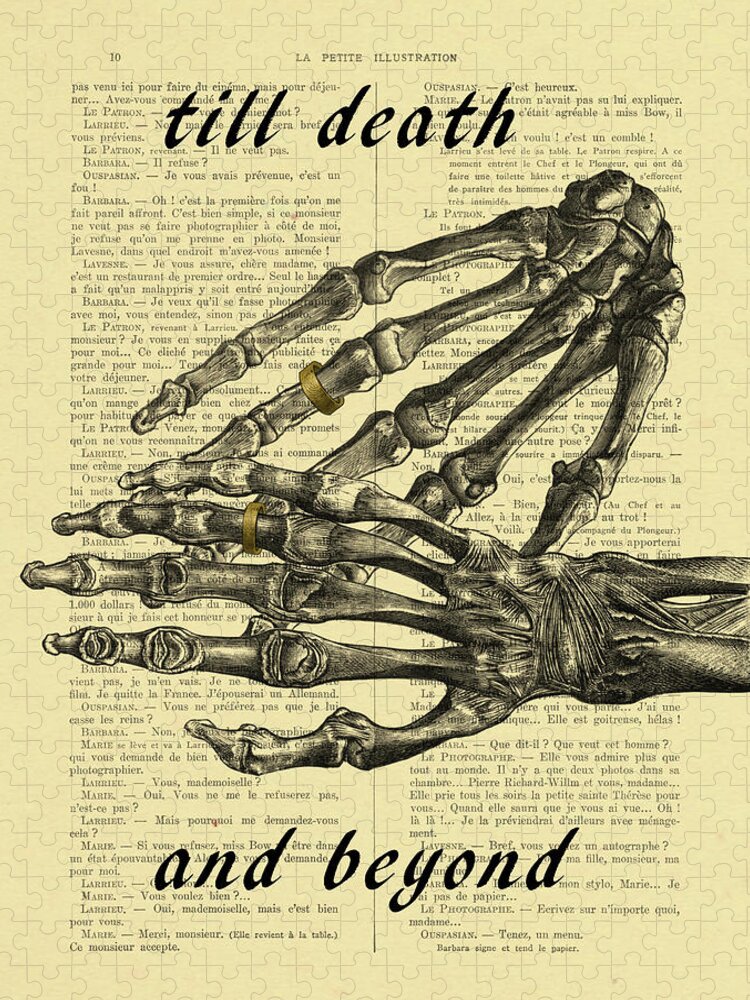 Till Death And Beyond Jigsaw Puzzle featuring the digital art Till death and beyond love quote by Madame Memento