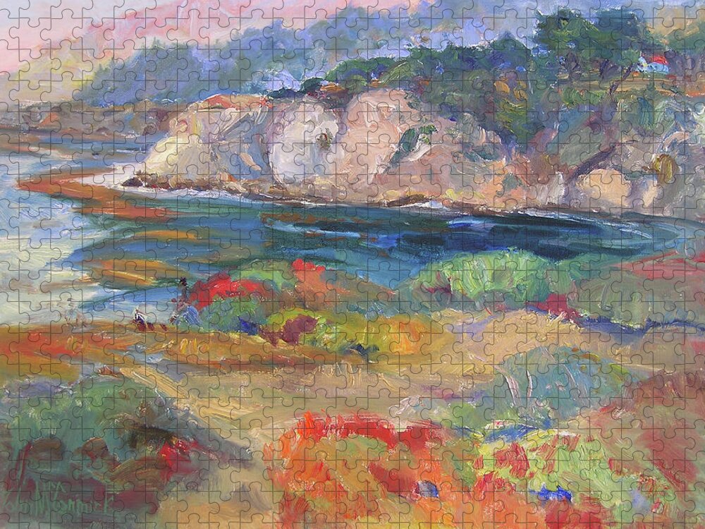 Timber Cove Jigsaw Puzzle featuring the painting Timber Cove in Fall by John McCormick