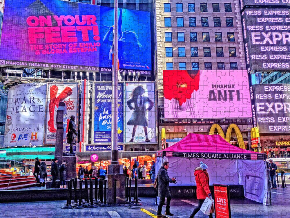 Winter Jigsaw Puzzle featuring the photograph Times Square Winter Colors by Russel Considine