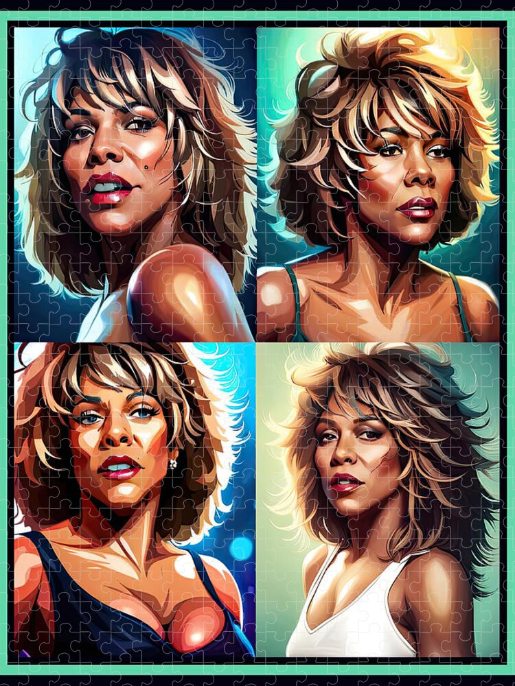 Tina Jigsaw Puzzle featuring the digital art Tina Turner Queen of Rock'n Roll Montage by Floyd Snyder