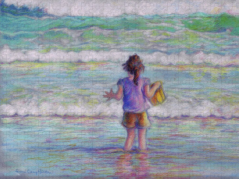 Little Girl Jigsaw Puzzle featuring the pastel To Fetch a Pail of Water by Susan Camp Hilton