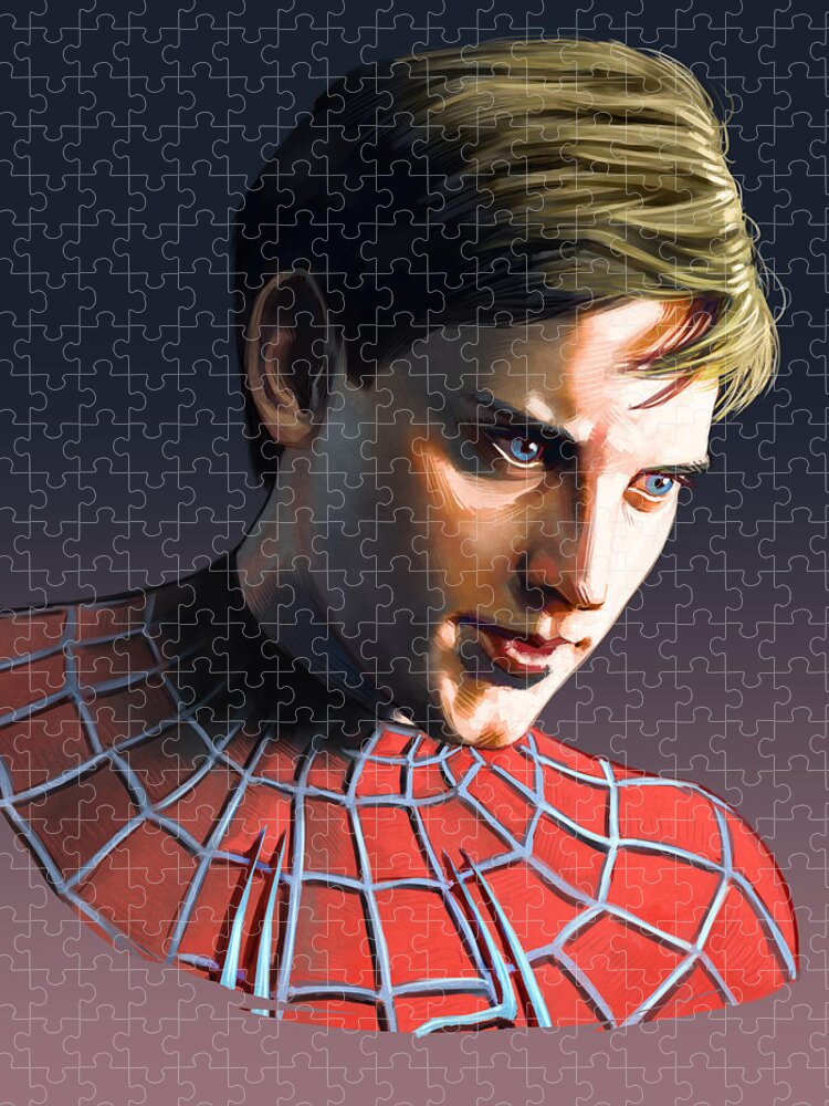 Tobey Maguire Jigsaw Puzzle featuring the painting Tobey Maguire by Darko Babovic