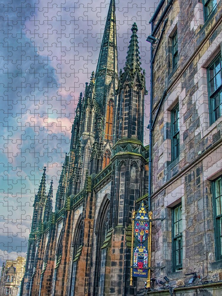 City Of Edinburgh Scotland Jigsaw Puzzle featuring the digital art Tolbooth Kirk Church, Edinburgh by SnapHappy Photos