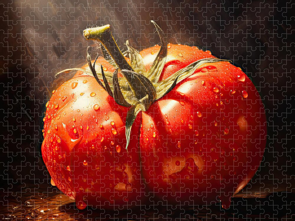 Tomatoes Jigsaw Puzzle featuring the digital art Tomatoes Art - Modern Kitchen Art by Lourry Legarde